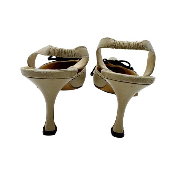 Manolo Blahnik Vintage Two Tone Brogue Slingback Kitten Heels 37.5 - Picture 6 of 12